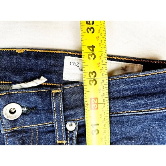 Rag Bone Size 24X25 Women Cate Mid Rise Ankle Skinny Blue Denim Carmen Jeans USA - Picture 12 of 14